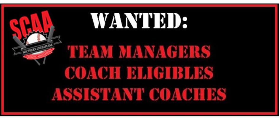 Team Managers Needed In All Divisions!